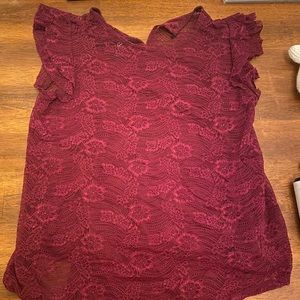 Maroon lace shirt with tank underneath